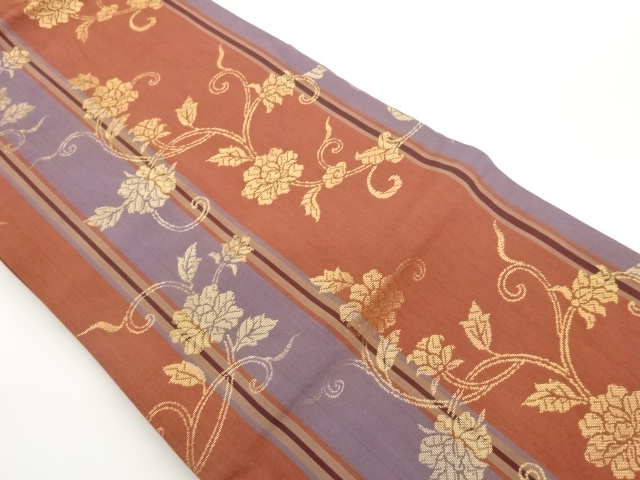 JAPANESE NAGOYA OBI / WOVEN FLOWER ARABESQUE